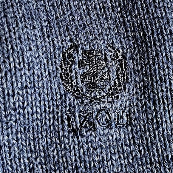 IZOD Mens Sweater XXL Heather Blue/Gray, Buttons, Ski, Heavy, Warm, Preppy, Golf - Picture 3 of 9